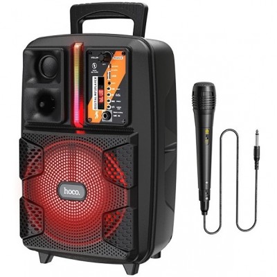 Φορητό Ηχοσύστημα Trolley Hoco BS37 Karaoke Μαύρο 15W BT V5.0 TWS με Μικρόφωνο και Υποστήριξη FM, USB, AUX